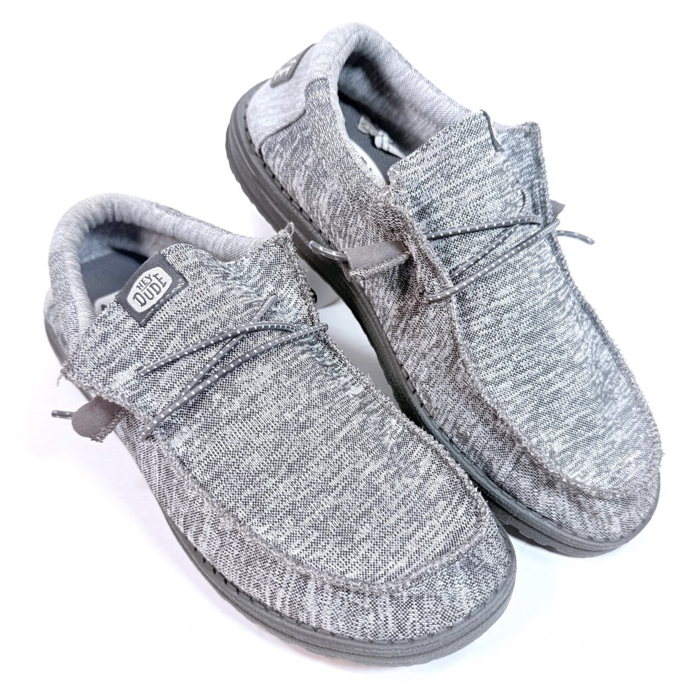 Hey Dude Wally Sport Knit Mens 7 Charcoal Gray Slip On Loafers 40536-025